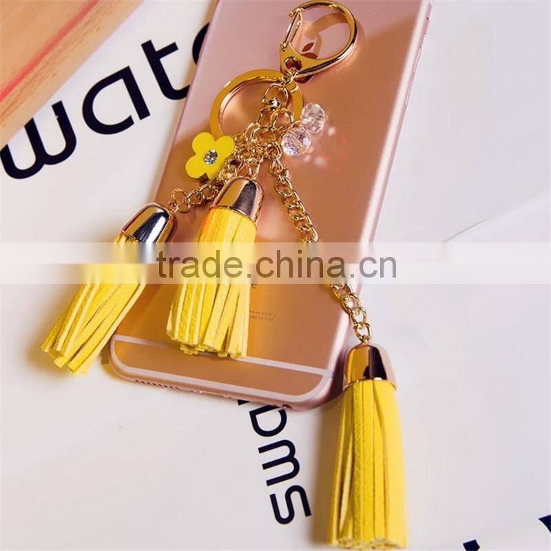 Luxury leather tassel car keychain