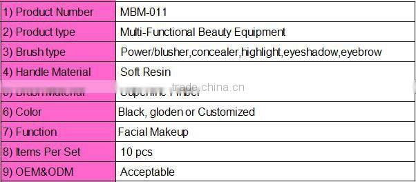 Toothbrush custom 10pcs oval private label makeup brush set