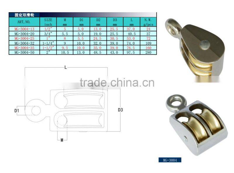 High Quality Zinc Alloy Small Fixed Single Metal Pulley and Double Pulley