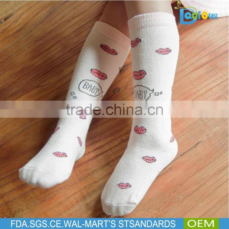 100% organic cotton tight funny knee high socks kids Christmas socks