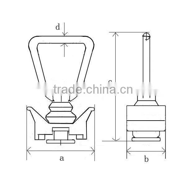 W Plastic Base Single Stud Fitting with Stainless Steel D Ring