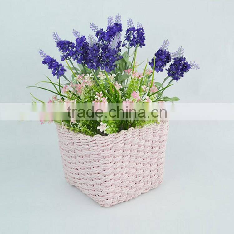 Sweety pink color hand woven mini hanging baskets for gifts