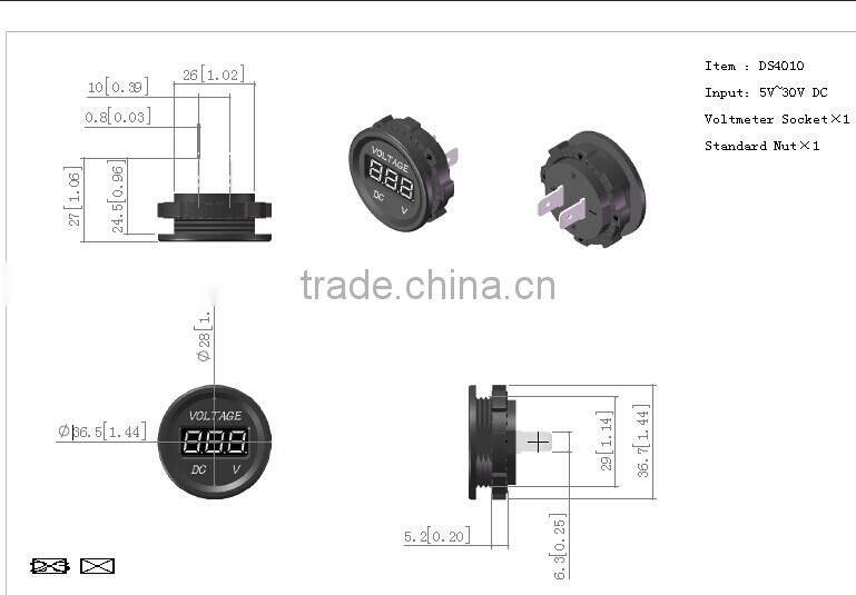 Digital Panel DC12V LED Red Voltmeter