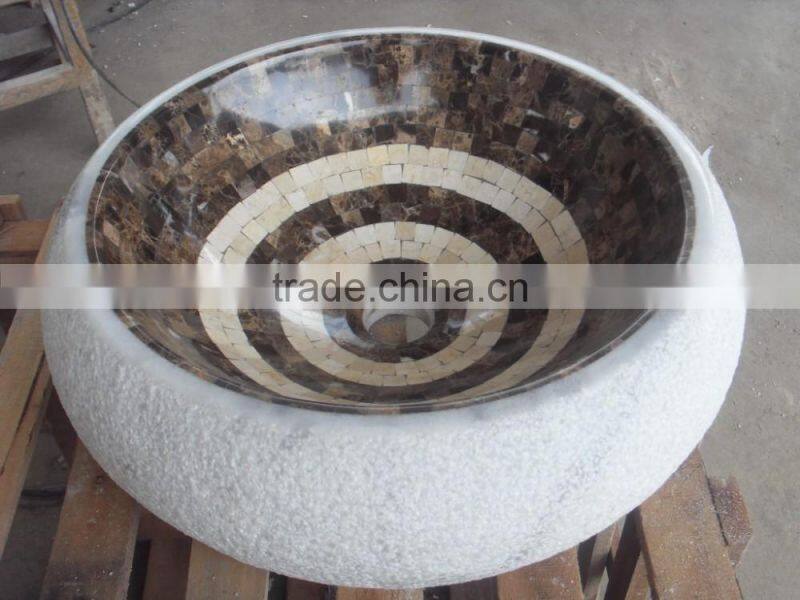 Small oval mosaic sink , vessel sinks