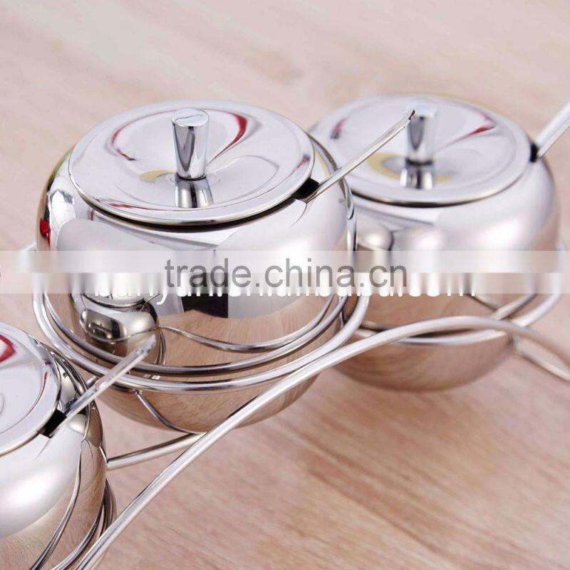 Salt Pepper Sugar Storage Container Stainless Steel Condiment Caddy