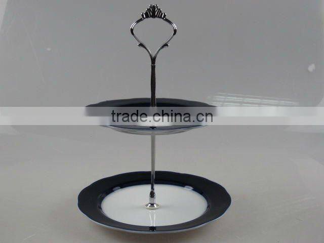 Stock porcelain two layers colored glazed fruit plate