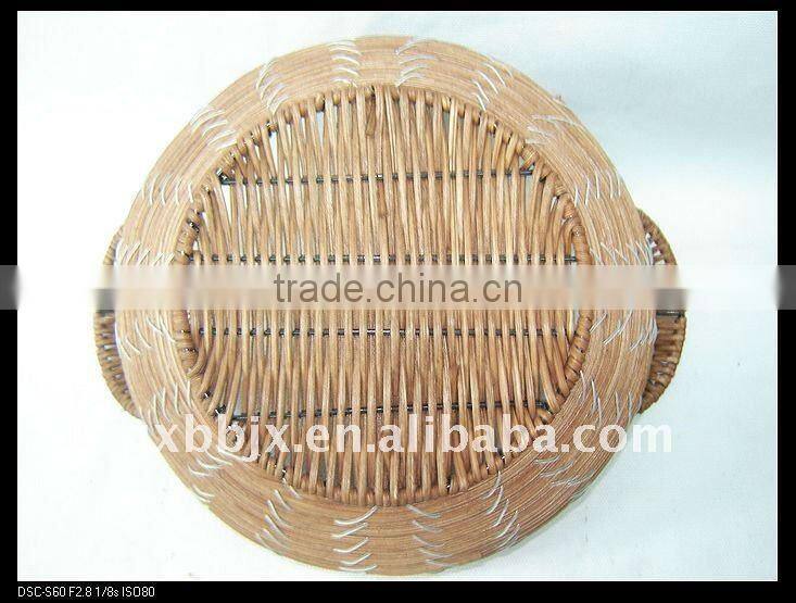 Round woven iron frame storage baskets made of paper rope