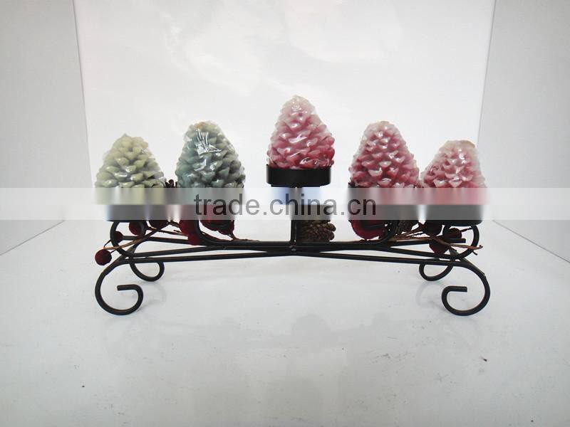Decoration Pine Cone wrought iron candle holder