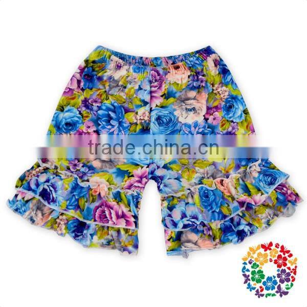 Wholesale Children's Boutique Clothing Blue Soft Summer Baby Girls Ruffle Shorts