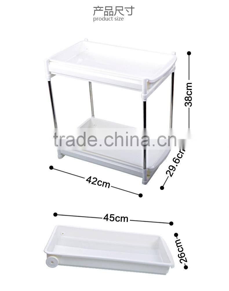 New plastic kitchen storage stool telescopic drawer Kitchen shelf
