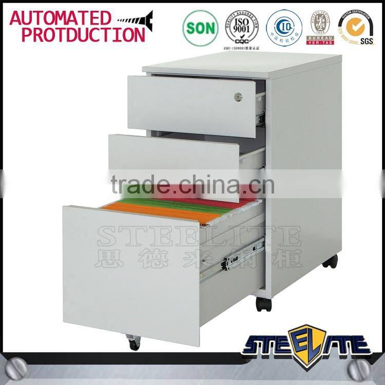 Grey color under desk small 3 drawer mobile metal file cabinet on sale