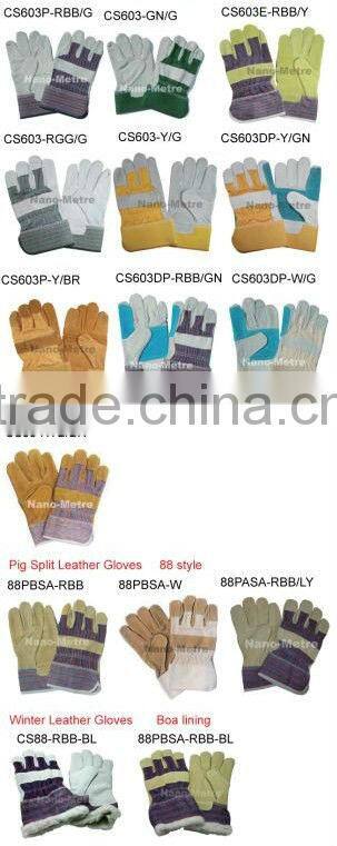NMSAFETY brown cow split leather work safety gloves