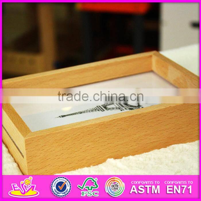2016 hot sale baby wooden funny photo frame, most popular kids wooden funny photo frame W09A040