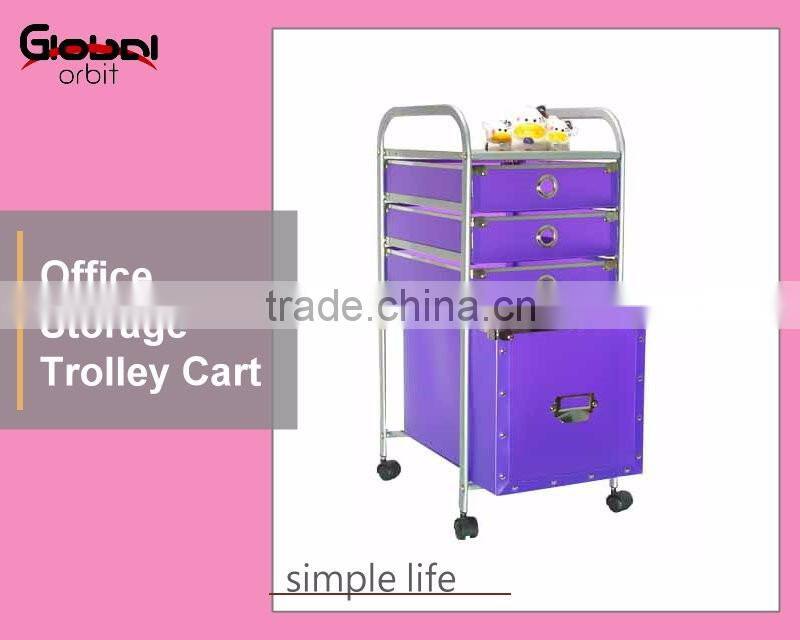 Chrome Plating 3-Tier Storage Container Organizer Trolley With Locking Wheels
