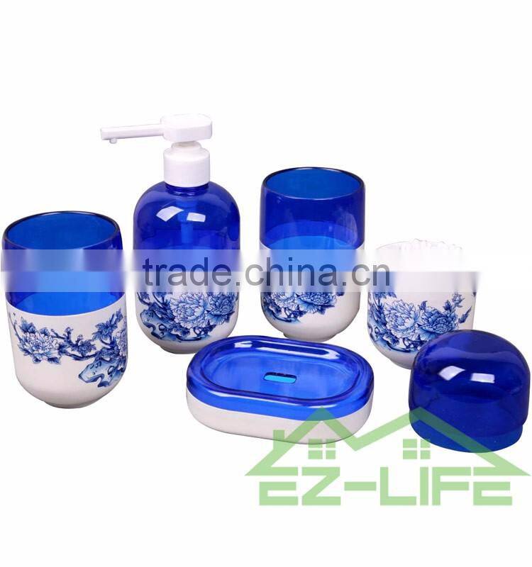 Best 5pcs High quality cool China blue and white Bathroom Accessory Sets