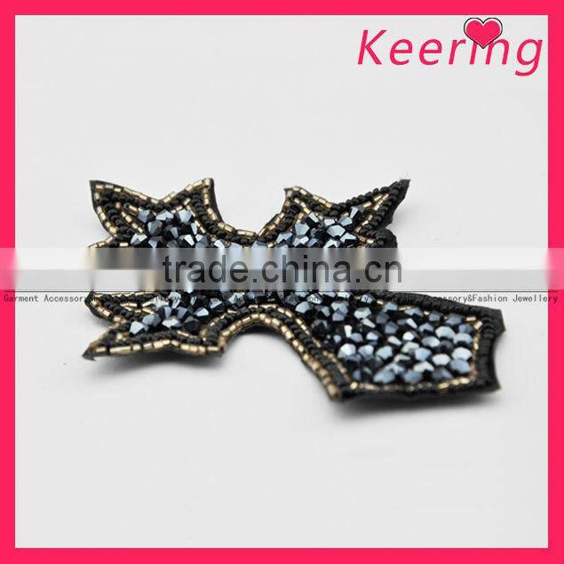 Beaded applique patch cross shape for fashion dress WPH-1585