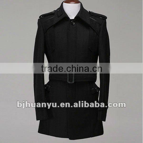 Man slim fit long style wool blend jacket 2015