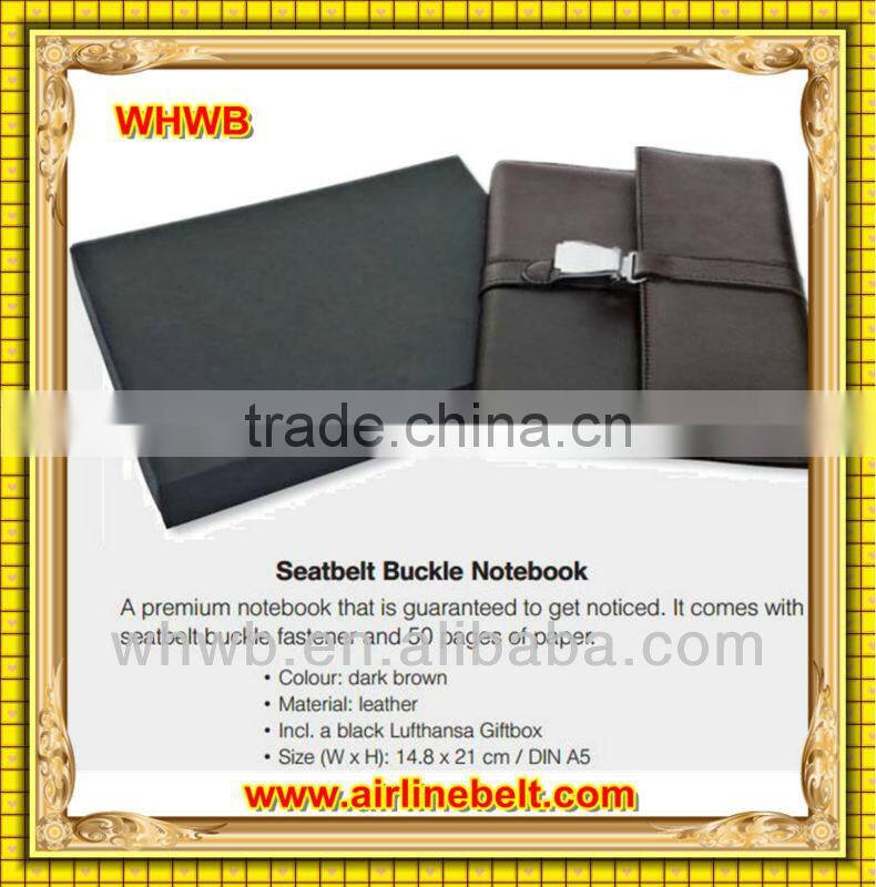 Premium airplane seatbelt buckle spiral notebook