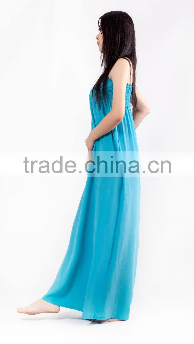 strapless long maxi light blue dresses for wholesale