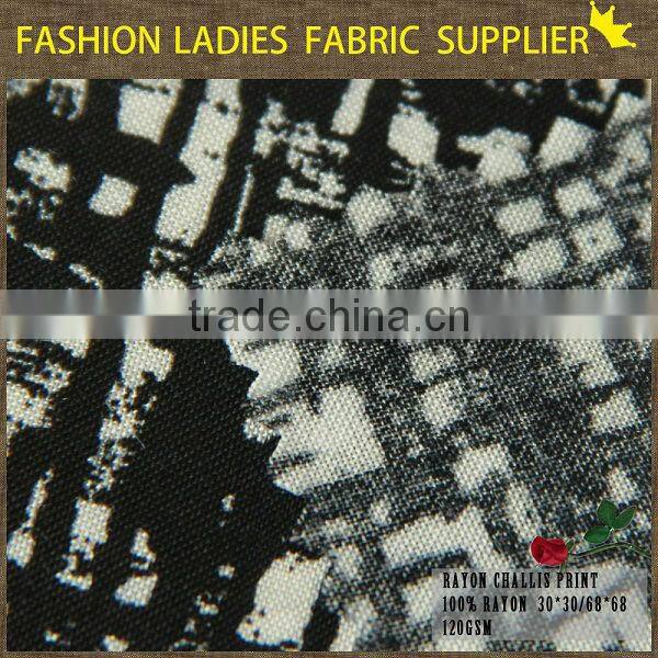 shaoxing cichengtex fashion black and white rayon fabric ,Geometric Shapes style fabric