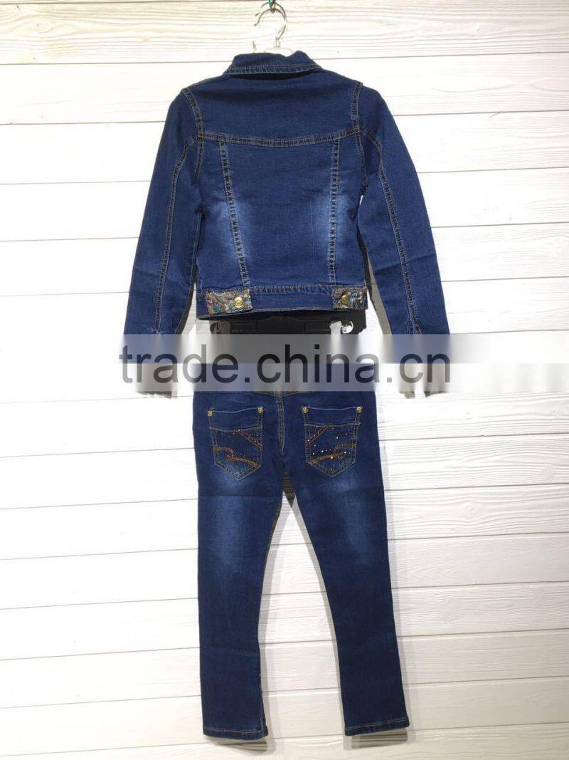 GZY Stock Girl's Jeans Set New Designs Photos High Quality 2017
