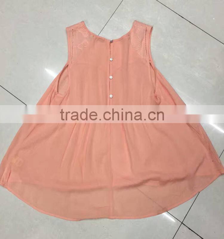 China embroidery fashion women chiffon tops garment stock lot