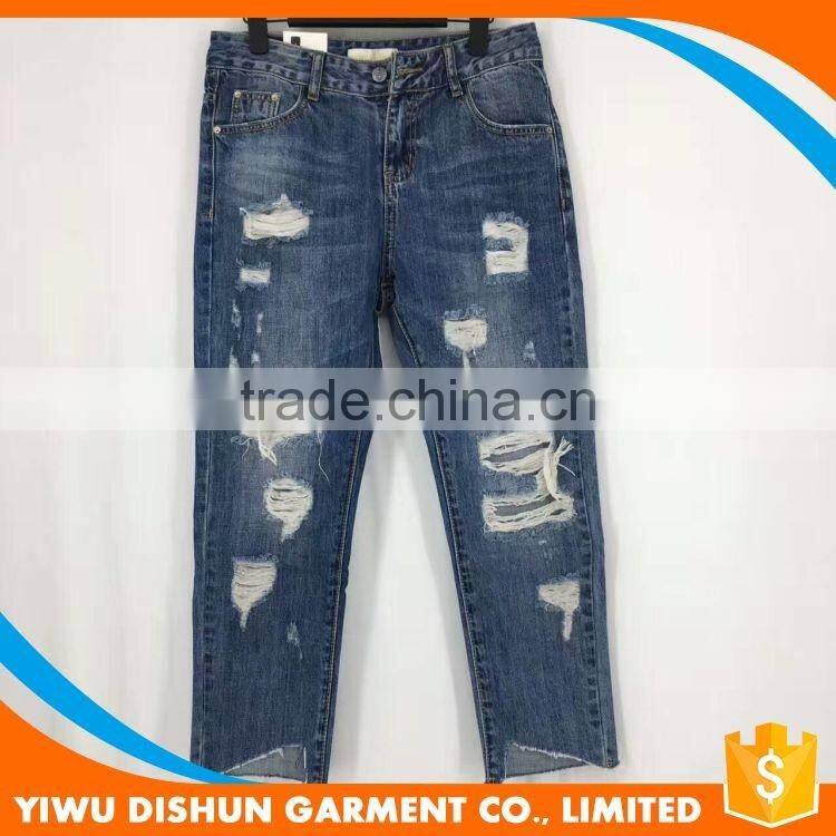 Women cotton brand ripped pants jeans