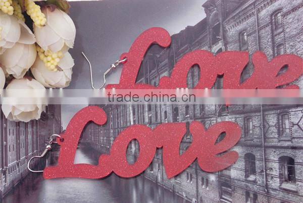 new design acrylic LOVE letter earrings 2015 Punk earring jewelry Hip Hop custom acrylic letter earring