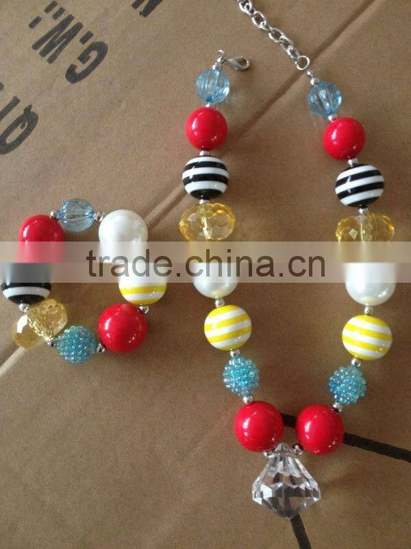 little girl Chunky bead necklace and bracelet sets, children bubblegum beaded jewelry set, children holiday, festival jewelry