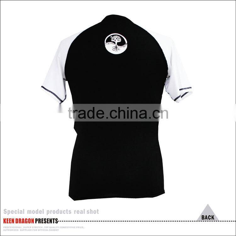 white custom lycra rash guards for running with private label logo print