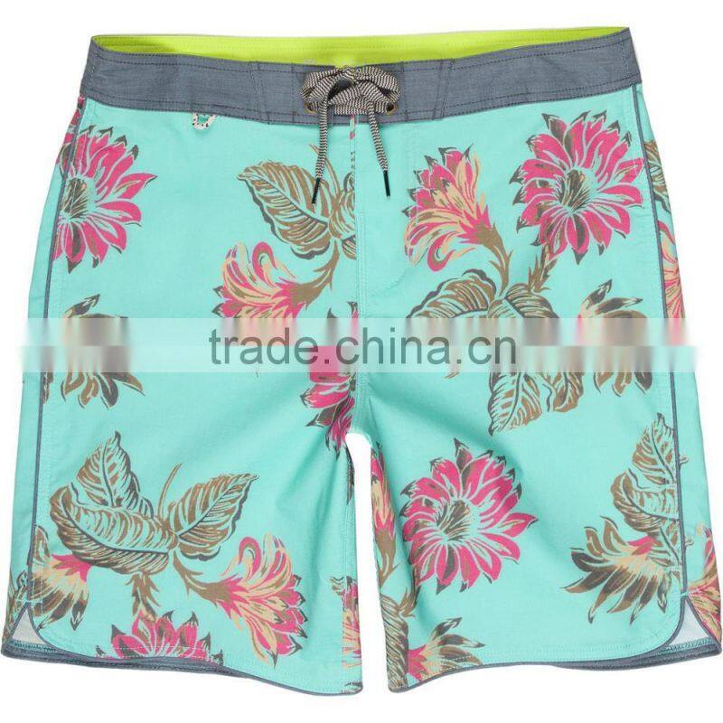 Boardwalk Mens Loose Board Short With Liner Allover Floral Print Classic Appeal Swimming Trunk Custom Beachwear Blended Fabric