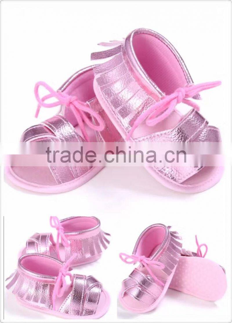 2017wholesale infant toddler baby girls sandals soft sloe tassel crib shoes