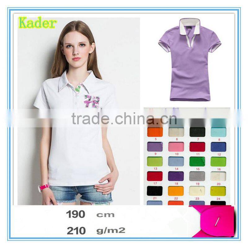 Wholesale 100% cotton Casual polo t shirt women/girl in GunagZhou Factory