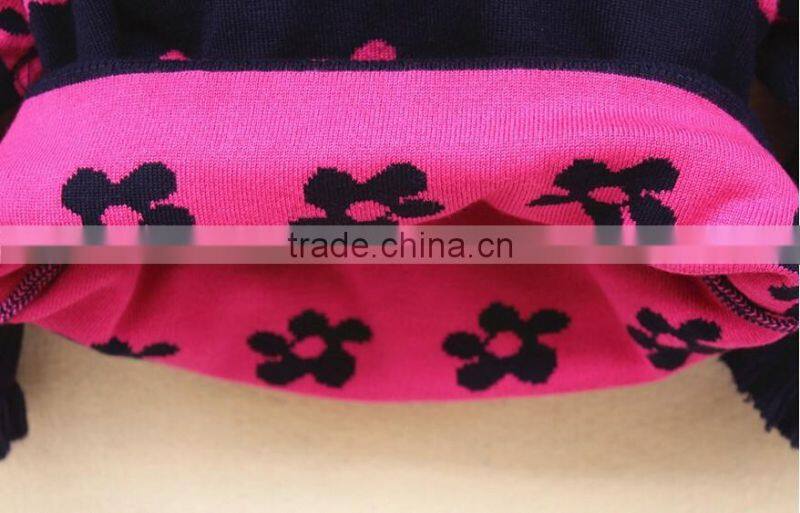 best-selling kids girls ruffle frill bottom flower knitted pullover sweater