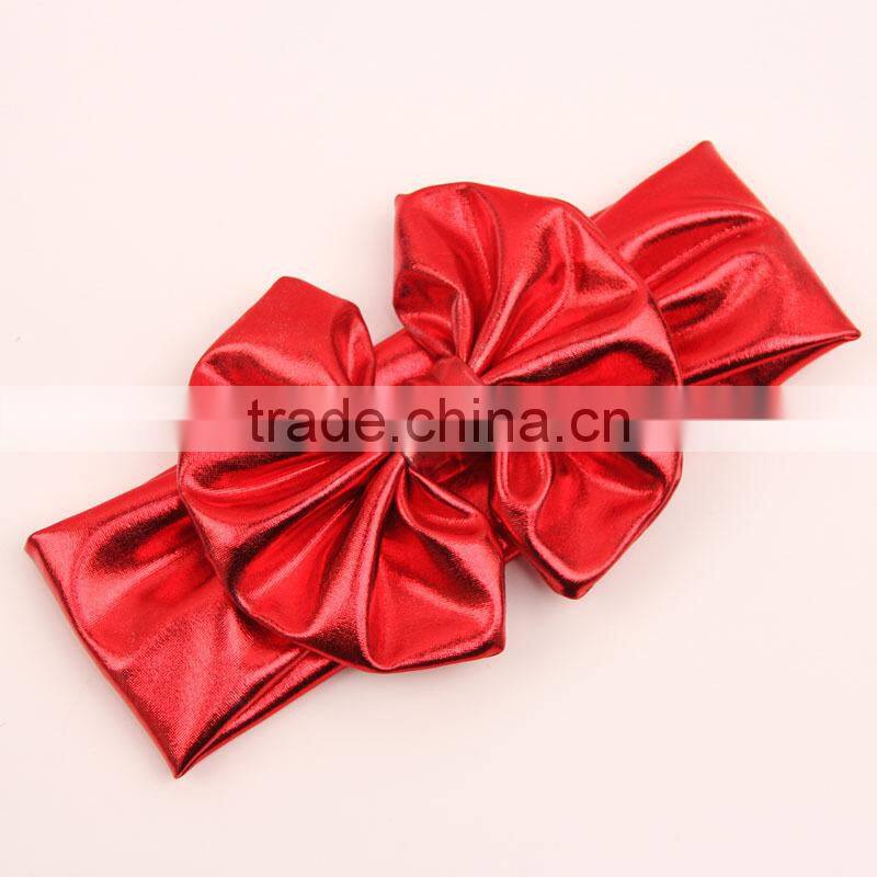 Cool baby girls metal color headband 2017 newborn kids elastic cotton hair band bows hair accessories