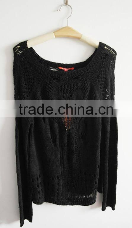 Fashion girls black pullover sweater