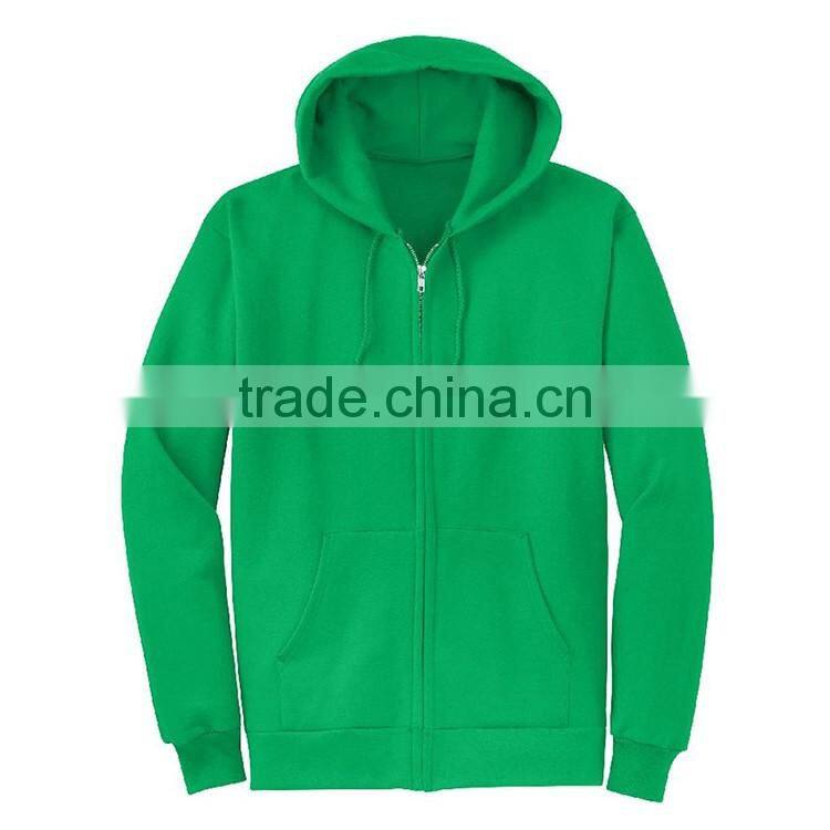 Wholesale Zip Up 65% Polyester 35% Cotton Plain Fleece Men's Hoodie Manufacturers