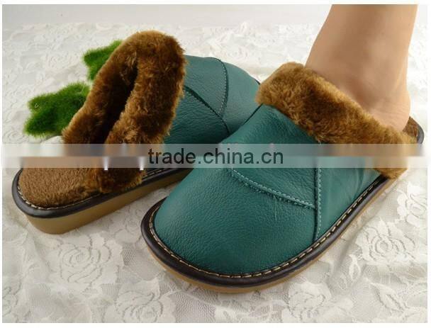 leather warm winter indoor slipper