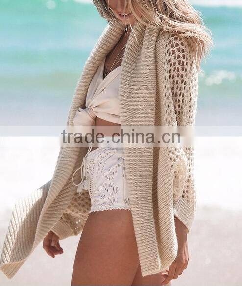 EY0005A Beach Style Ladies Knitted Cardigan Dip Dye Fluffy Women Kimono Cardigan