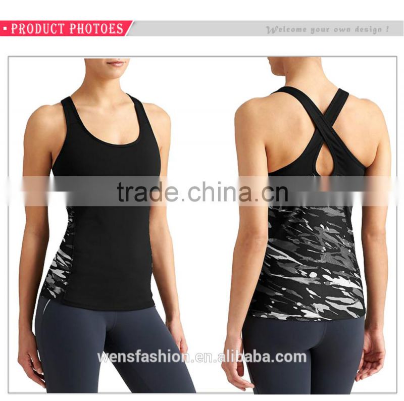 sexy racerback tank gym wear with cross straps customized ladies yoga tank top