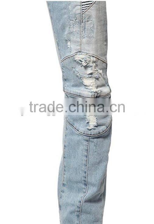 2017 custom new fashion jeans pants shinny wash jeans pants for boys
