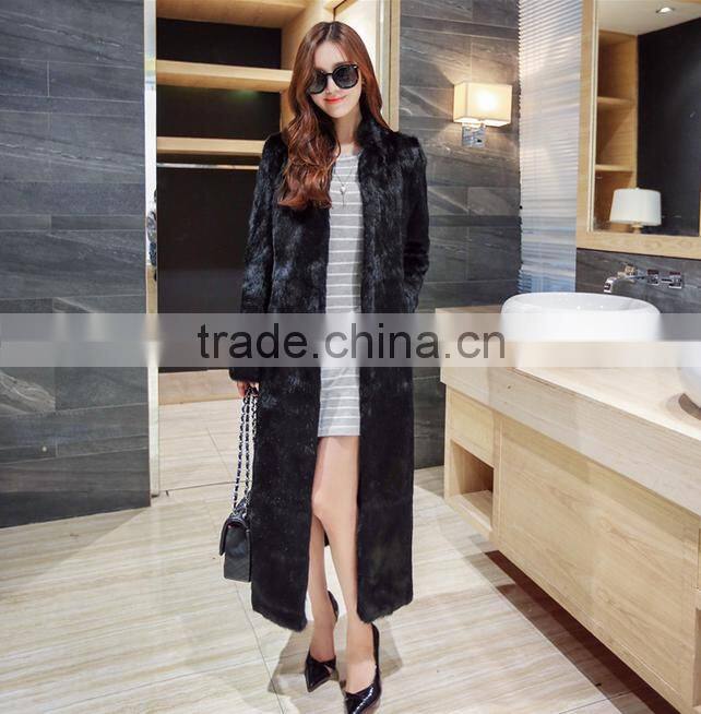 Short paragraph round neck seven sleeves fur coat autumn and winter women fashion warm wholesale custom