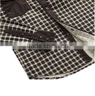 popular new style splicing case grain corduroy long sleeve autumn mens shirts with two pockets