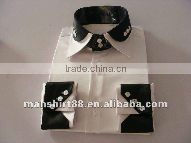 man's latest regular fit double collar satin long sleeve dress shirt