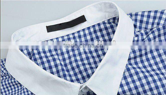 contrast color check shirts men shirts with pocket