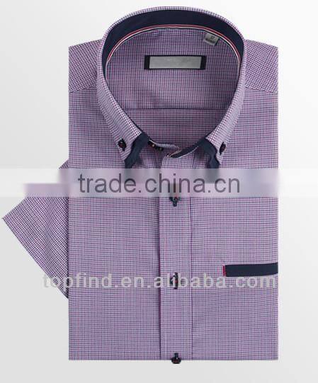 Fashion double button down collar fake pocket short sleeve shirt