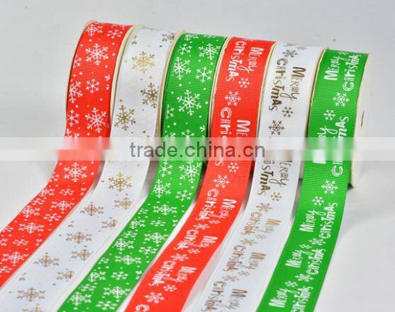 hi-ana ribbon 163 Wholesale eight points and bleaching rib belt printing snow flake Christmas gift ribbon