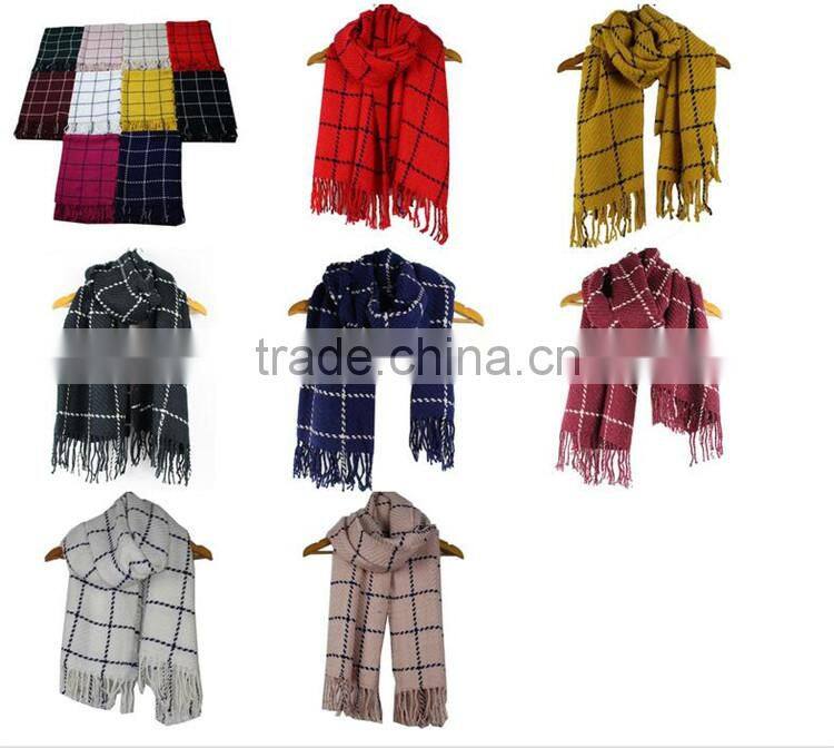 Women Winter Plaid Cashmere Scarf Warm Pashmina scarf RL-241
