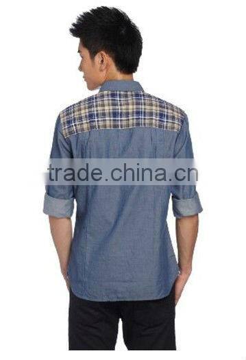 2014 design long sleeve shirt men's jean shirt polo shirt