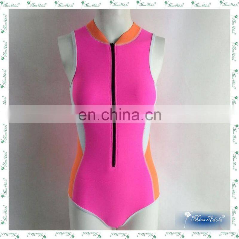 MissAdola Neoprene Women two pieces OEM Rubber swimsuit Beautiful Zipper swimwear diving wetsuit (M80)